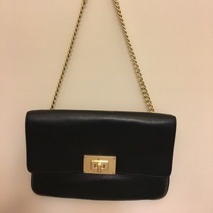Michael Kors Leather Clutch With Gold Chain Strap